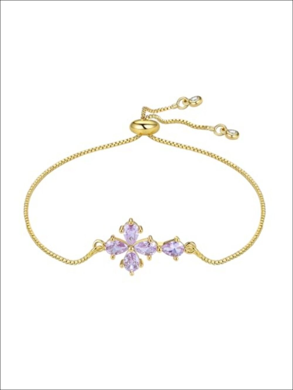 Adjustable Cross Bracelet Cubic Zirconia Slider Chain Faith Jewelry
